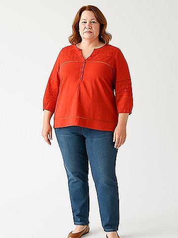 Solitaire 3/4 Sleeve Blouse (view 2)