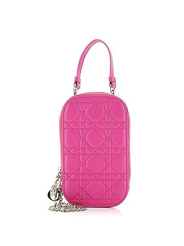 Christian Dior Lady Dior Phone Holder on Chain Cannage Quilt Lambskin (view 1)