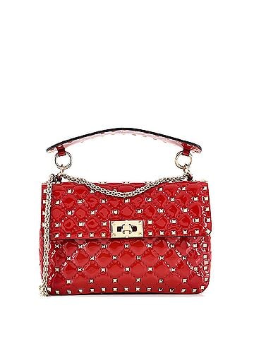 Valentino Garavani Rockstud Spike Flap Bag Quilted Patent Medium (view 1)