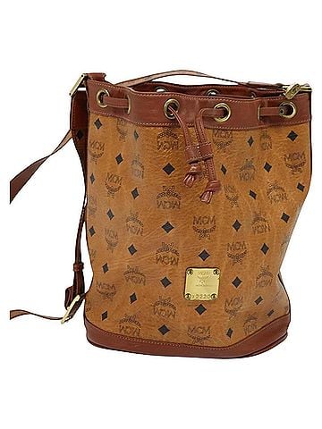 MCM Visetos Brown Canvas Shoulder Bag (view 1)