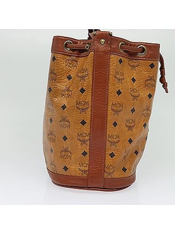 MCM Visetos Brown Canvas Shoulder Bag (view 2)