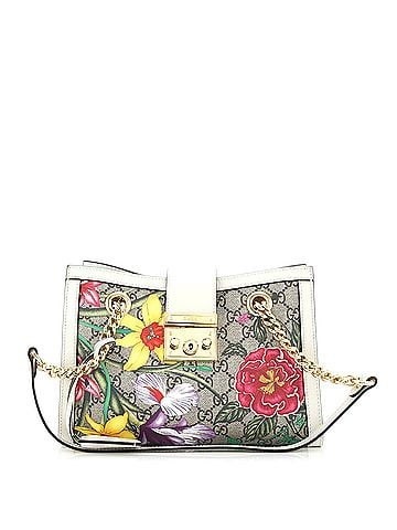 Gucci Padlock Chain Tote Flora GG Coated Canvas Small (view 1)