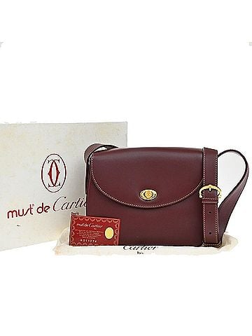 Cartier Must De  Burgundy Leather Shoulder Bag (view 1)