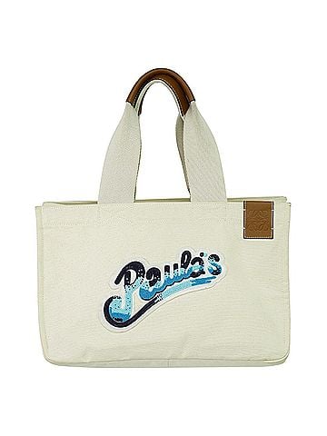 Loewe Paula's Ibiza White Canvas Tote Bag (view 1)