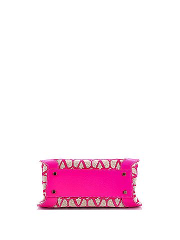 Valentino Garavani VLogo Shopper Tote Toile Iconograph Fabric with Leather Small (view 2)