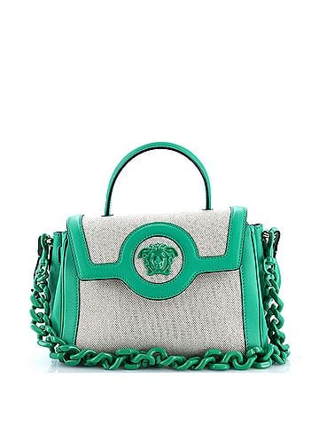 Versace La Medusa Top Handle Bag Leather with Canvas Medium (view 1)
