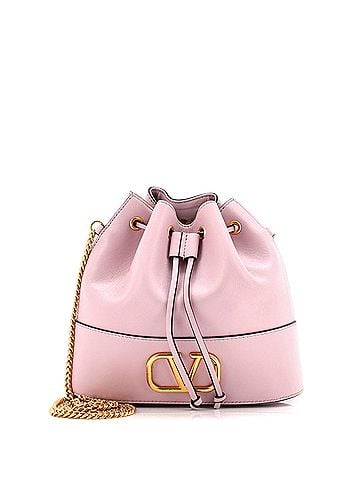 Valentino Garavani VLogo Drawstring Bucket Pouch Leather (view 1)