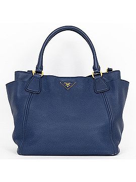 Roberto Cavalli Solid Blue Leather Tote One size