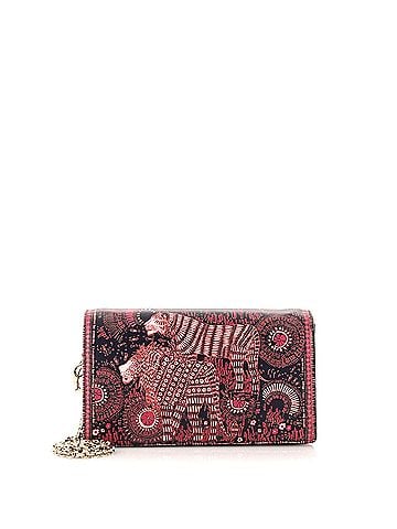Christian Dior Lady Dior Wallet on Chain Pouch Printed Leather (view 1)