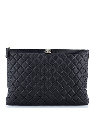 Chanel Boy O Case Clutch Quilted Caviar Large (view 1)