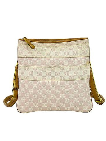 Loewe Anagram Pink Canvas Shoulder Bag (view 1)