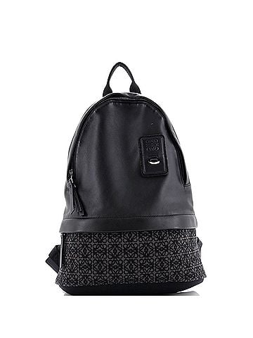 Loewe Round Slim Backpack Leather and Anagram Jacquard (view 1)