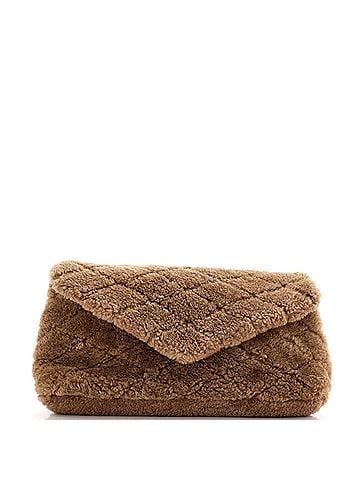Saint Laurent Sade Puffer Envelope Clutch Quilted Shearling Large (view 1)