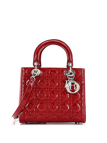 Christian Dior Lady Dior Bag Cannage Quilt Patent Medium (view 1)