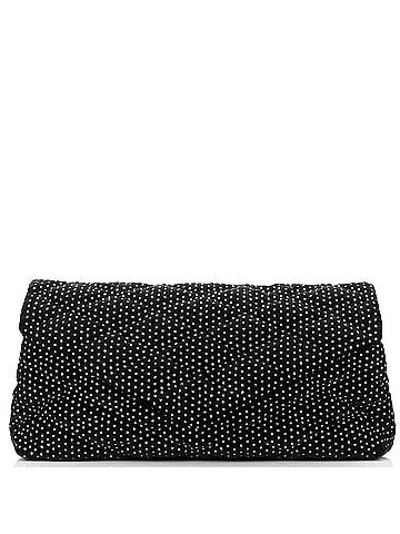 Saint Laurent Sade Puffer Envelope Clutch Crystal Embellished Velvet Large (view 1)