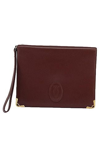Cartier Must De  Burgundy Leather Clutch Bag (view 1)