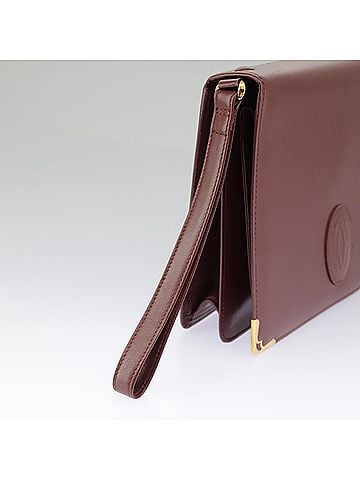 Cartier Must De  Burgundy Leather Clutch Bag (view 2)