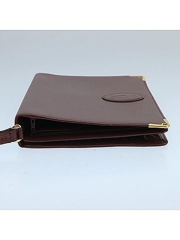 Cartier Must De  Burgundy Leather Clutch Bag (view 2)
