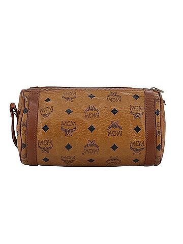 MCM 100% Leather Solid Brown Visetos Brown Leather Shoulder Bag One size
