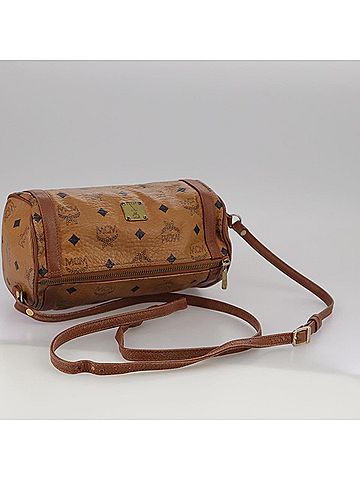 MCM 100% Leather Solid Brown Visetos Brown Leather Shoulder Bag One size