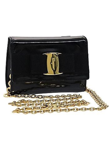 Salvatore Ferragamo Vara Black Leather Shoulder Bag (view 1)
