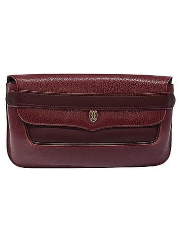 Cartier Must De  Burgundy Leather Clutch Bag (view 1)