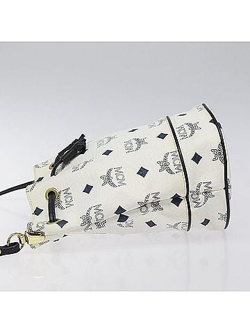 MCM Visetos White Leather Shoulder Bag (view 2)