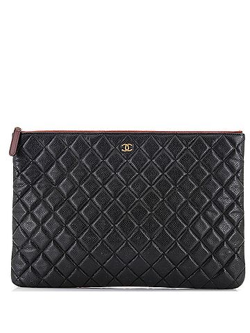 Chanel O Case Clutch Quilted Caviar Large (view 1)