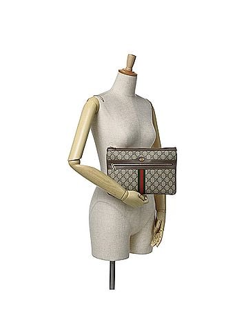 Gucci Large GG Supreme Ophidia Web Clutch (view 2)