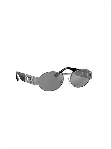Versace Iconic Oval Metal Gunmetal Sunglasses With Silver Mirror Lens (view 1)