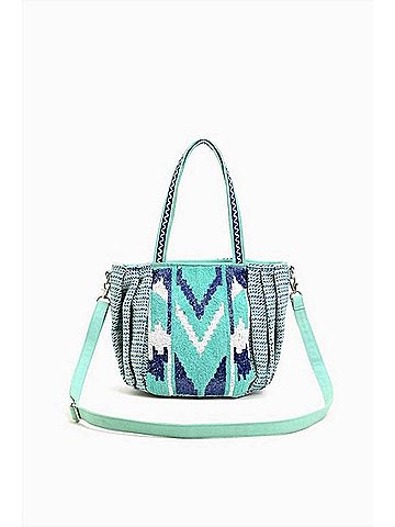 America & Beyond Women's Beaded Ruched Tote With Crossbody Strap (view 1)