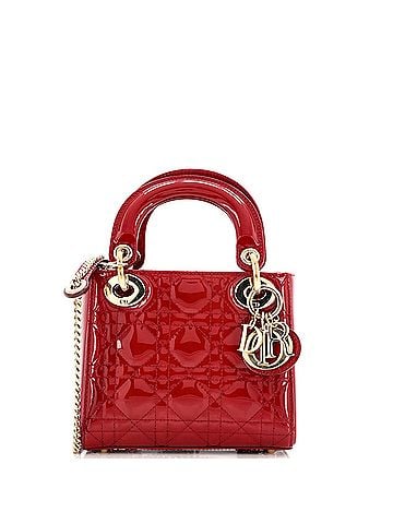 Christian Dior Lady Dior Chain Bag Cannage Quilt Patent Mini (view 1)