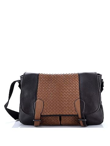 Bottega Veneta Gardena Messenger Bag Cervo with Intrecciato Detail Large (view 1)