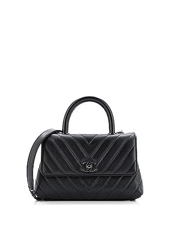 Chanel So Black Coco Top Handle Bag Chevron Caviar Mini (view 1)