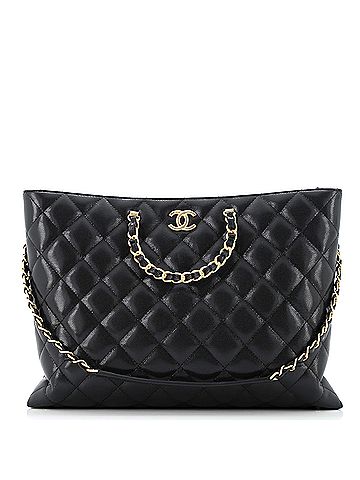 Chanel CC Chain Handle Shopping Tote Quilted Caviar Large (view 1)