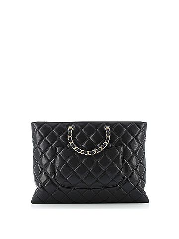 Chanel CC Chain Handle Shopping Tote Quilted Caviar Large (view 2)
