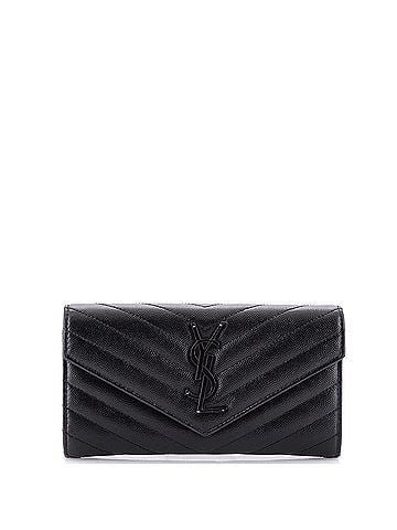 Saint Laurent Classic Monogram Flap Wallet Matelasse Chevron Leather Large (view 1)