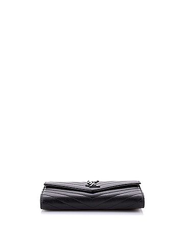 Saint Laurent Classic Monogram Flap Wallet Matelasse Chevron Leather Large (view 2)