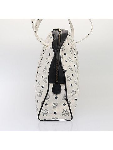 MCM Visetos White Canvas Shoulder Bag (view 2)