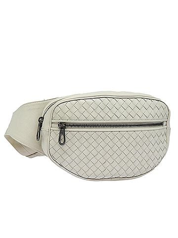 Bottega Veneta Intrecciato White Leather Shoulder Bag (view 1)