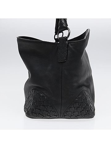 Bottega Veneta Intrecciato Black Leather Shoulder Bag (view 2)