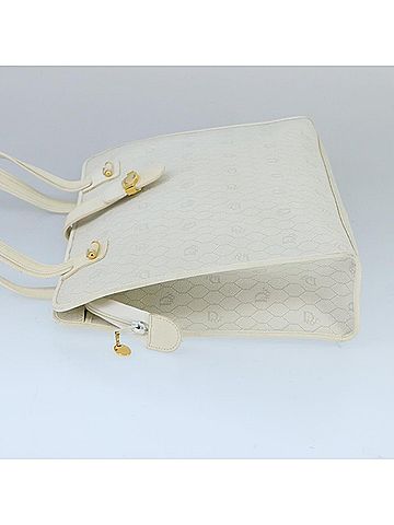 Dior Honeycomb White Canvas Shoulder Bag (view 2)