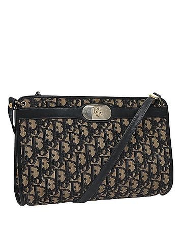 Dior Trotter Navy Canvas Shoulder Bag (view 1)