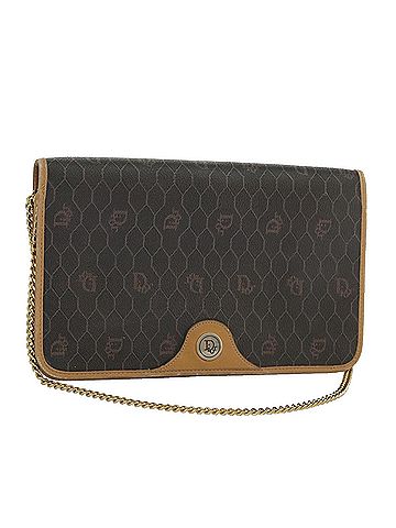 Dior Honeycomb Brown Canvas Shoulder Bag (view 1)