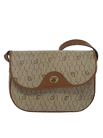 Dior Honeycomb Beige Canvas Shoulder Bag (view 1)