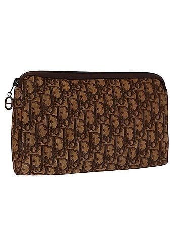 Dior Trotter Brown Canvas Clutch Bag (view 1)