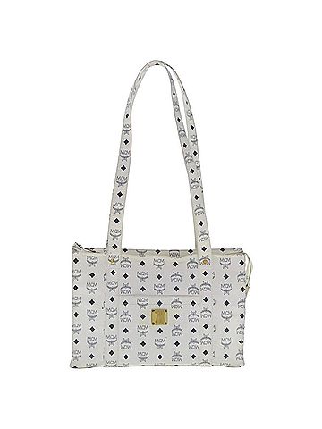 MCM Visetos White Canvas Tote Bag (view 1)