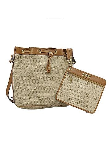 Dior Honeycomb Beige Canvas Shoulder Bag (view 1)