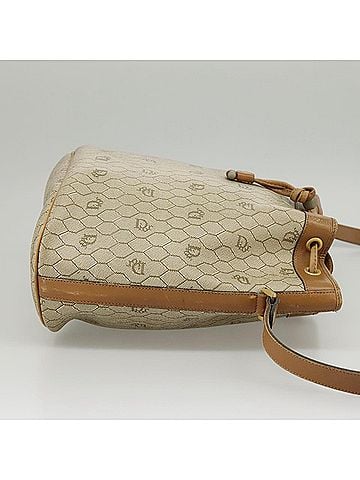 Dior Honeycomb Beige Canvas Shoulder Bag (view 2)