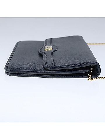 Dior Vintage Navy Leather Shoulder Bag (view 2)